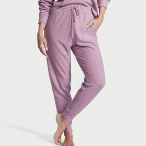 VICTORIA'S SECRET VS Glow Waffle Jogger Lilac Lavender Purple Pajama Pants PJs